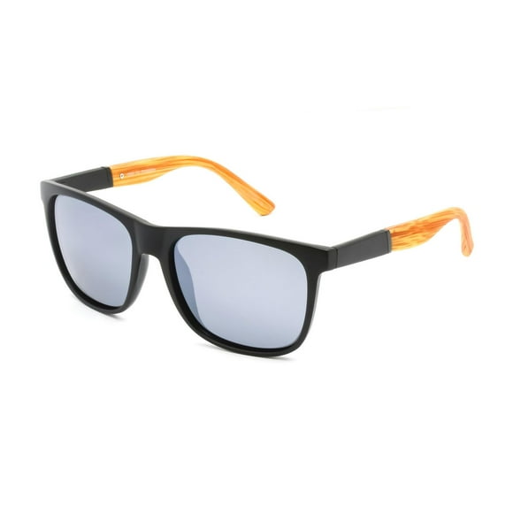 George Men's Black and Wood Square Sunglasses