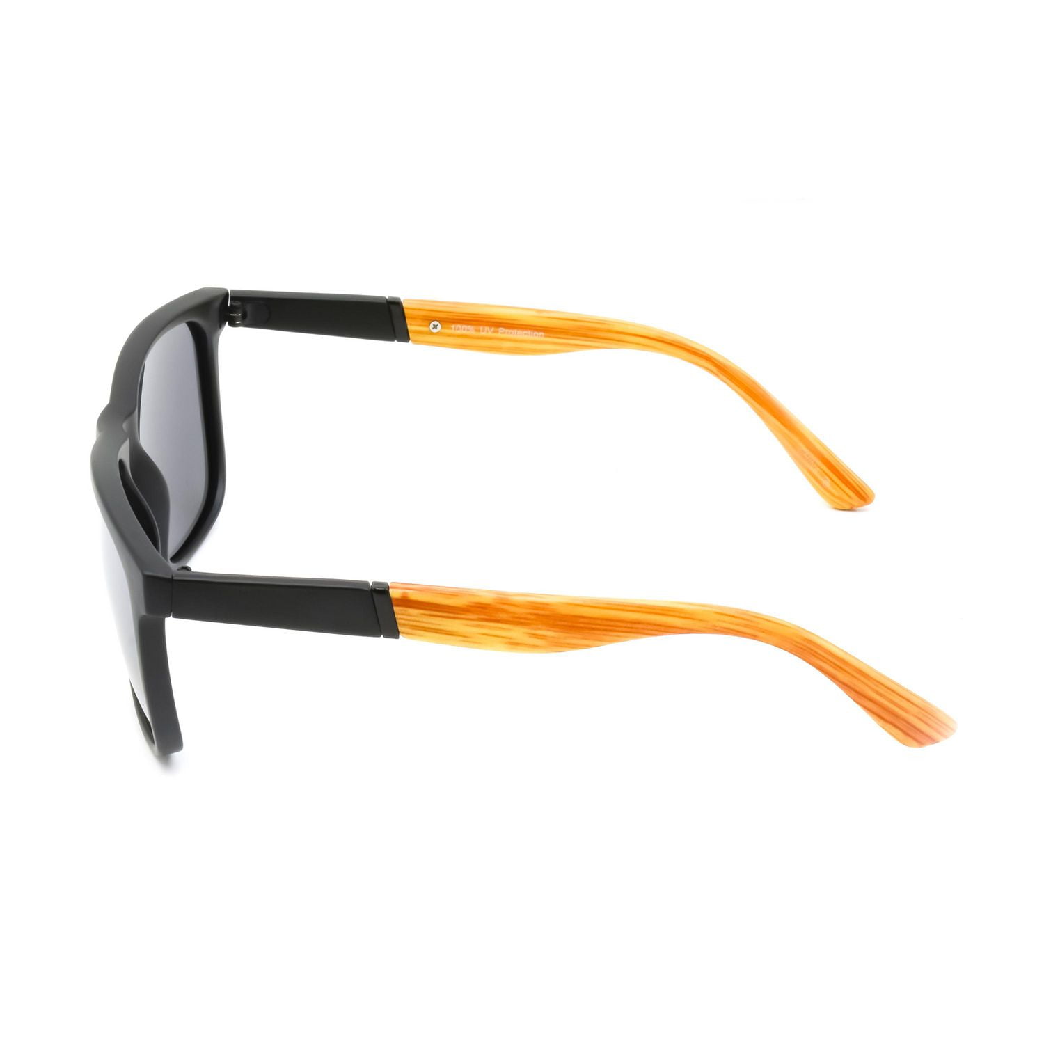 Lunettes de soleil carrées noires et en bois pour homme George