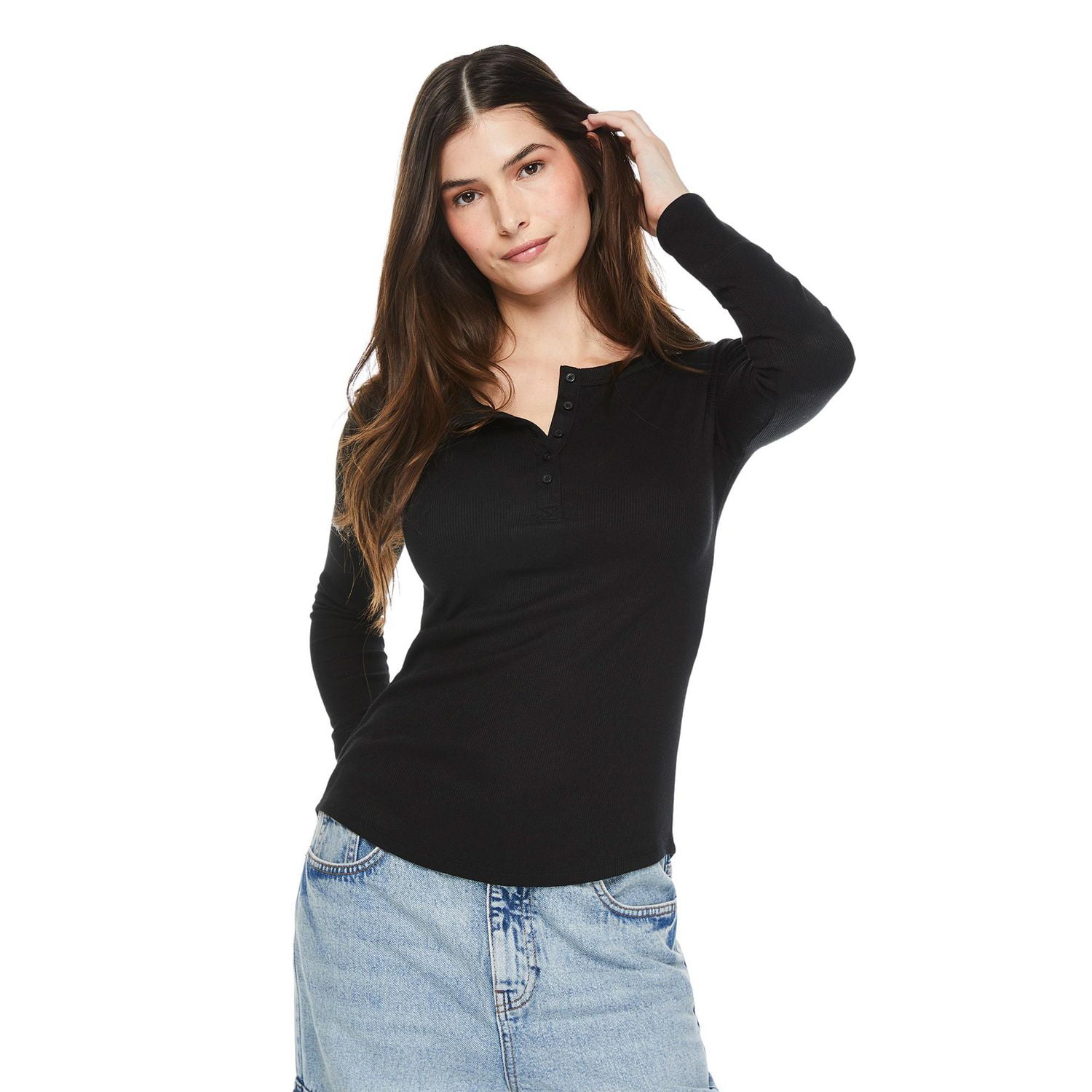 T-shirt henley No Boundaries pour femmes