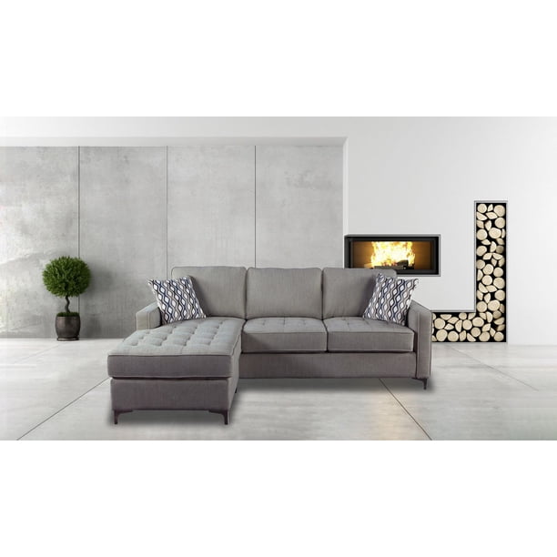 Topline Home Furnishings Graphite Grey Reversible Sectional Walmart.ca