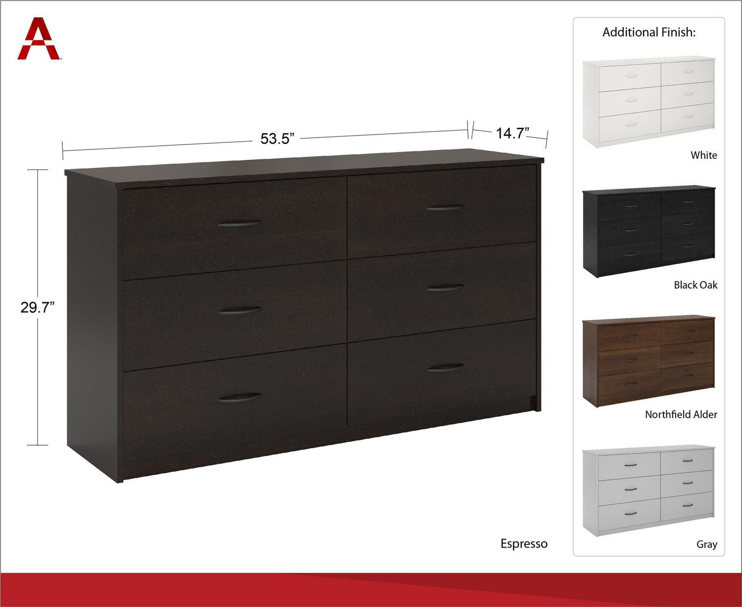 Emery 6 deals drawer dresser walmart