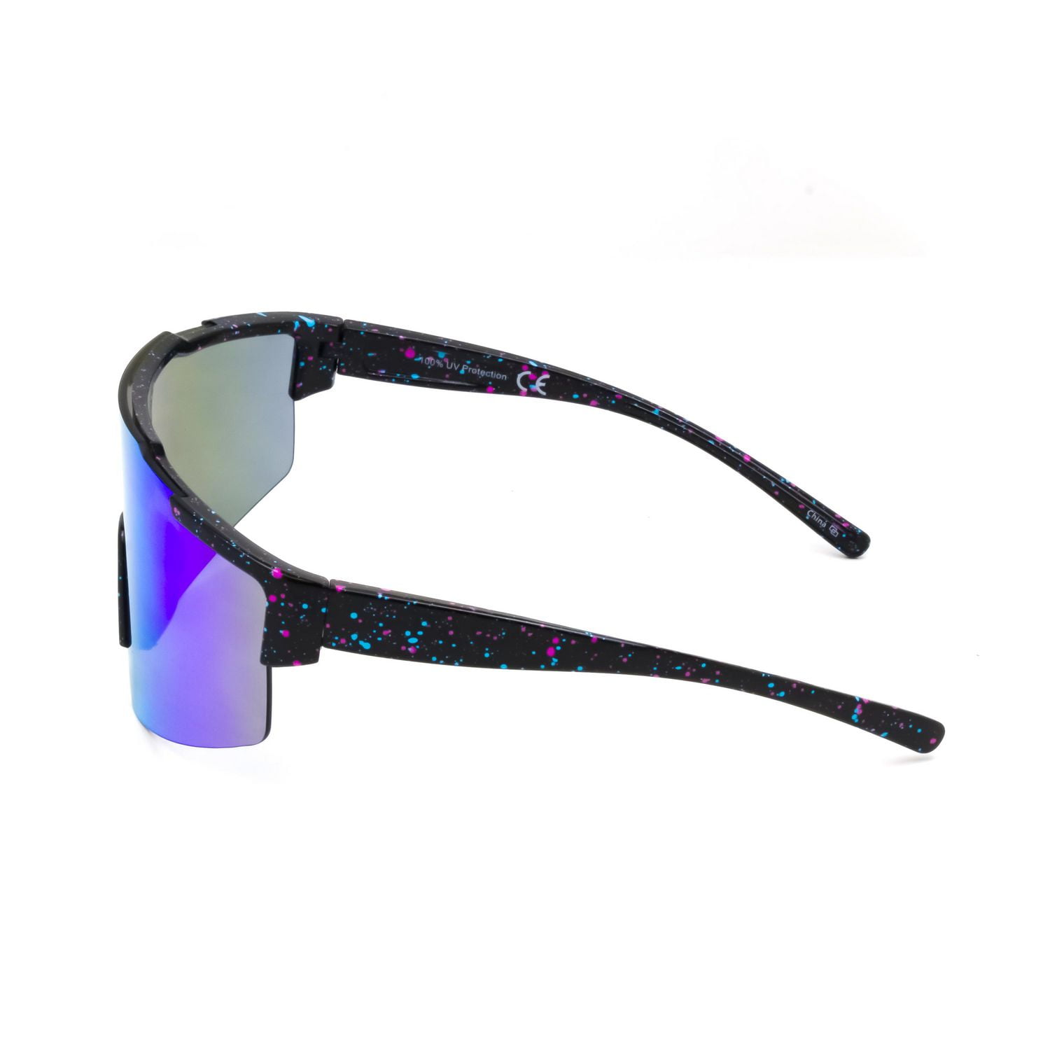 TropicCal Men's Black and Blue Shield Sunglasses