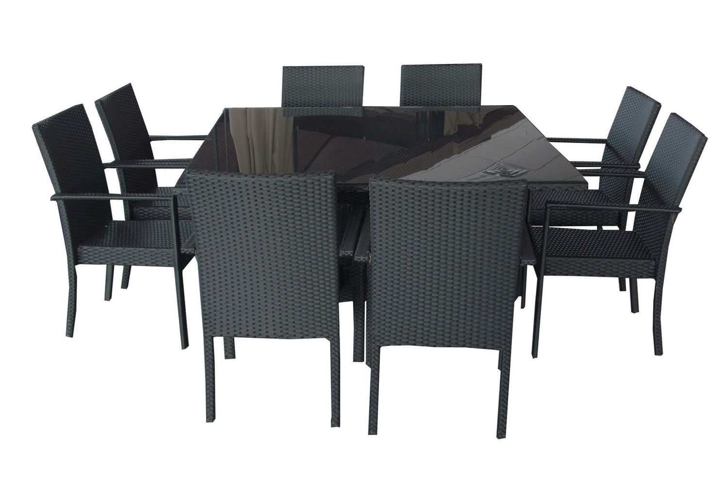 Henryka 9 Piece Dining Patio Set with Cushions Black Walmart