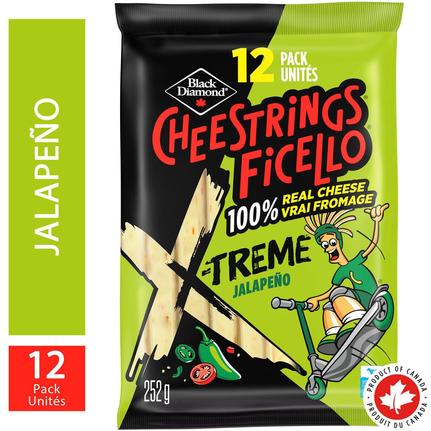 Black Diamond Cheestrings Pizza Mozzarella Cheese X-Treme Jalapeño