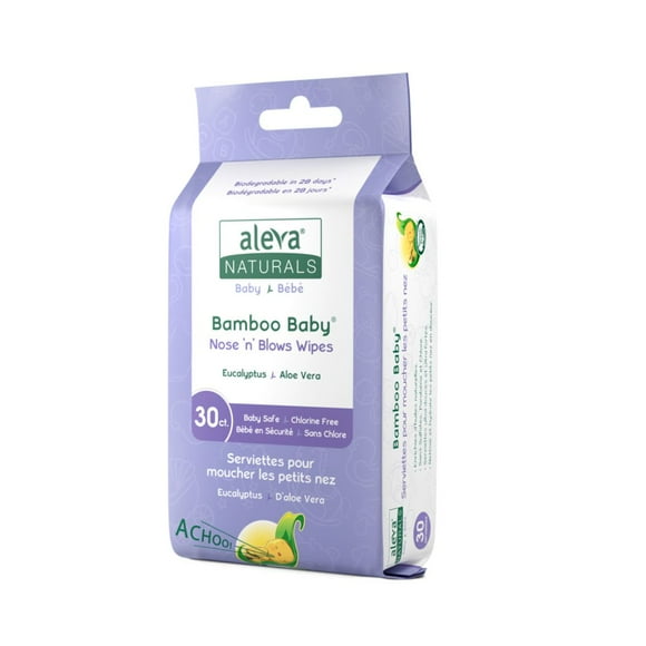 Aleva Naturals Bamboo Baby Nose 'n' Blows Wipes - 30ct