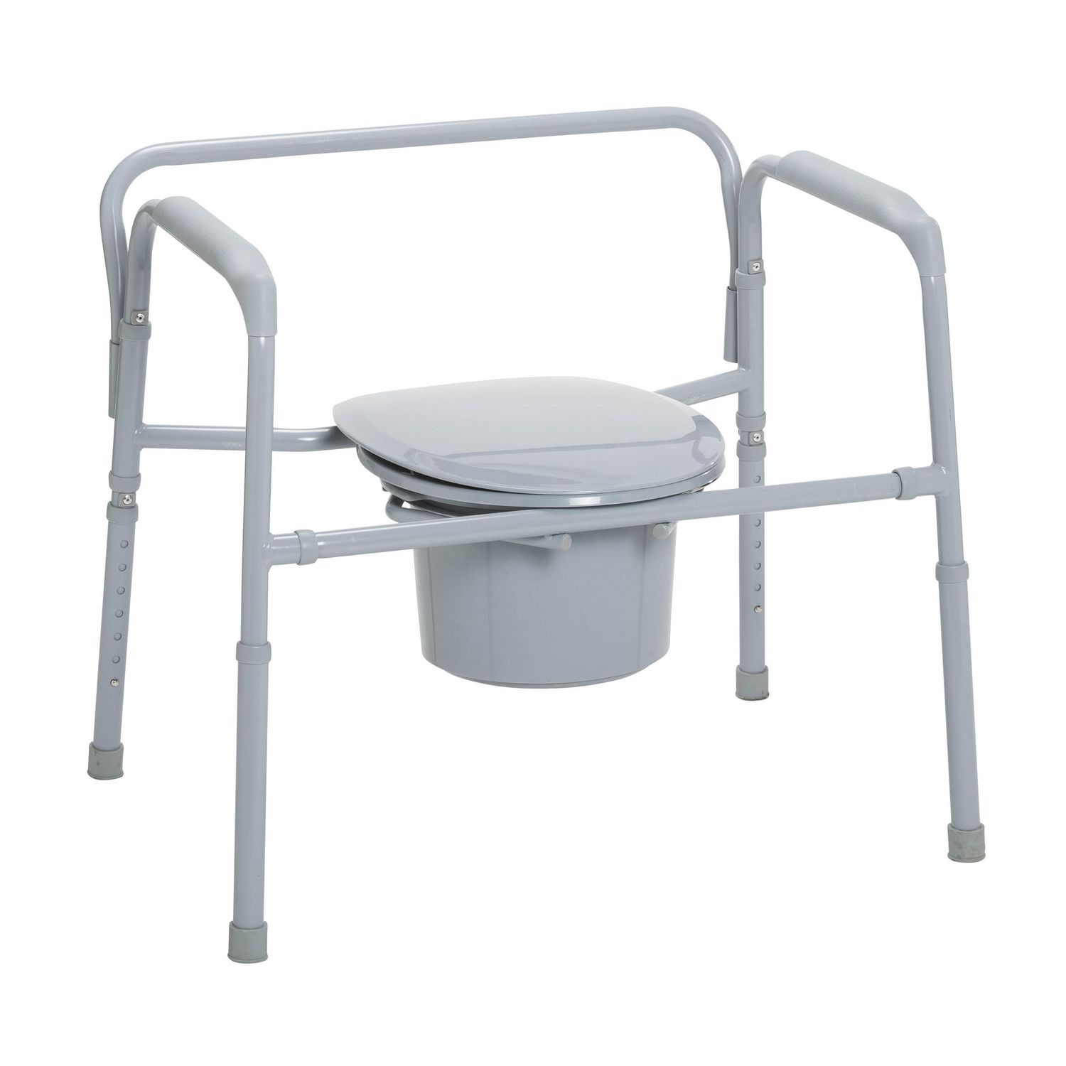 Drive Medical Gray Heavy Duty Bariatric Folding Bedside Commode