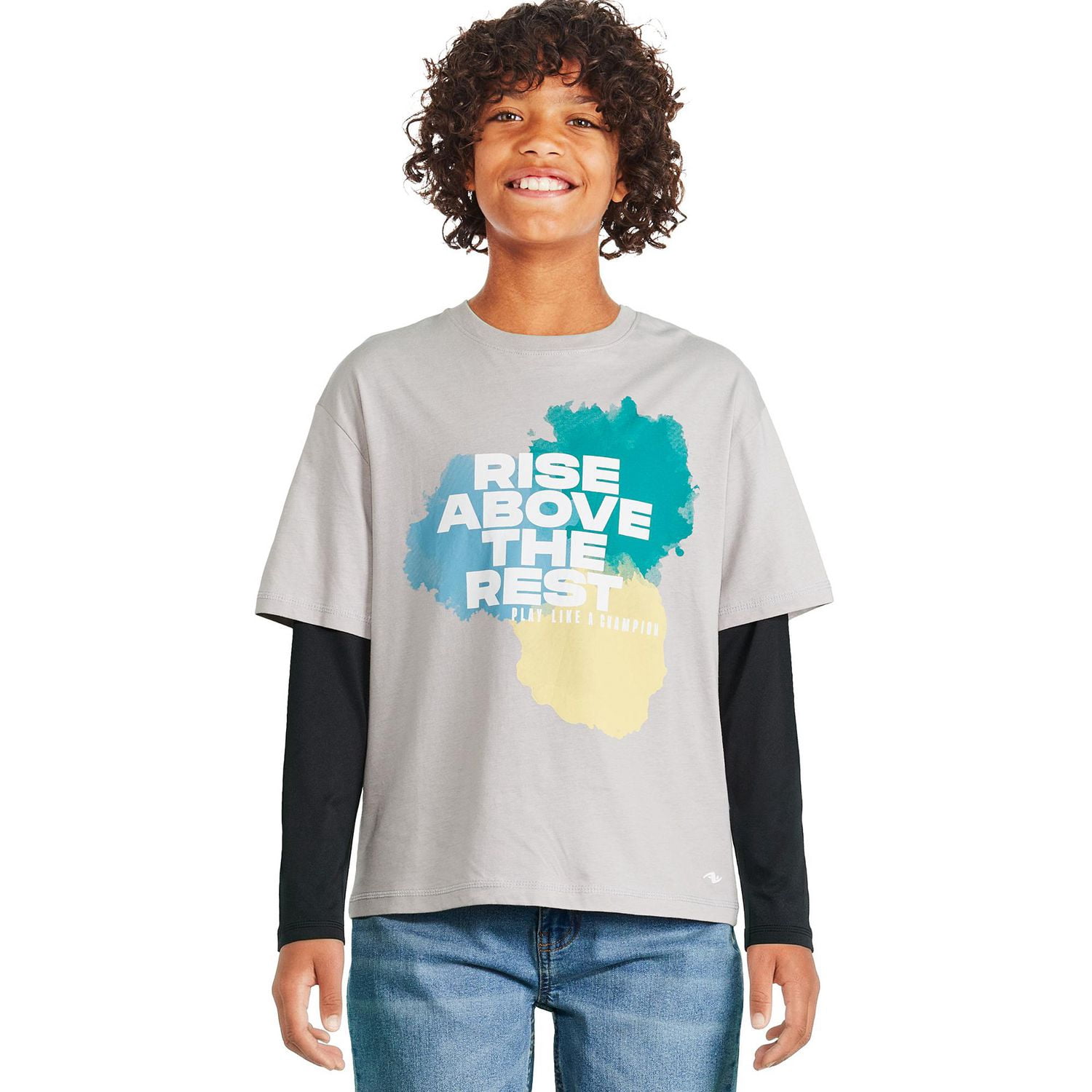 Athletic Works Boys' Long-Sleeve Fooler T-Shirt