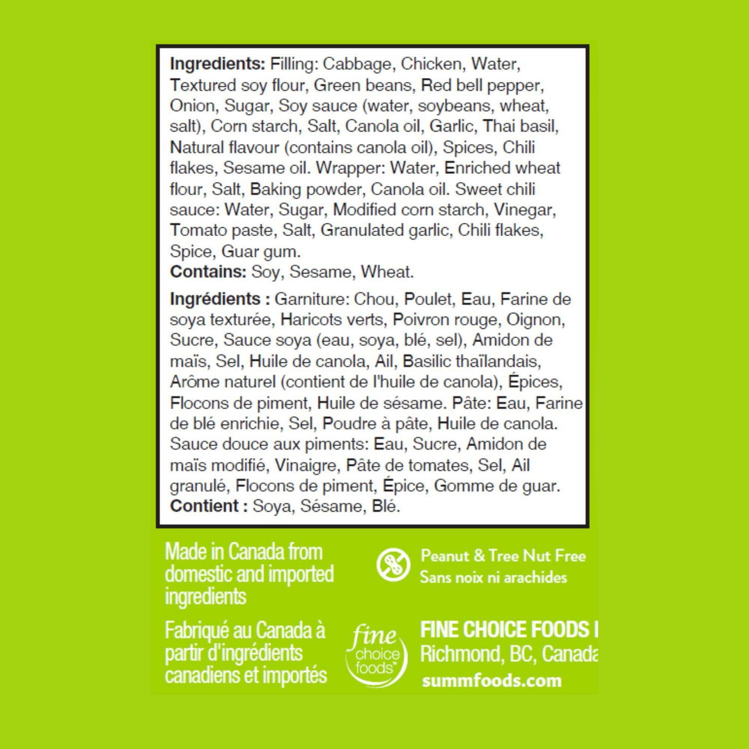 Rouleaux de printemps au poulet et au basilic thaïlandais SUMM! 350g