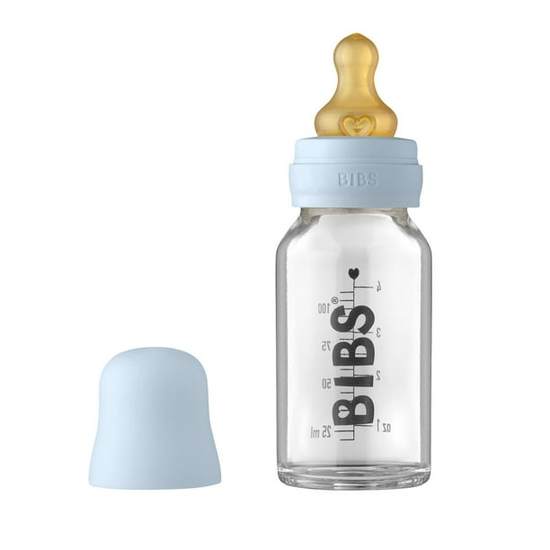 BIBS Baby Glass Bottle. AntiColic. Round Natural Rubber Latex Nipple