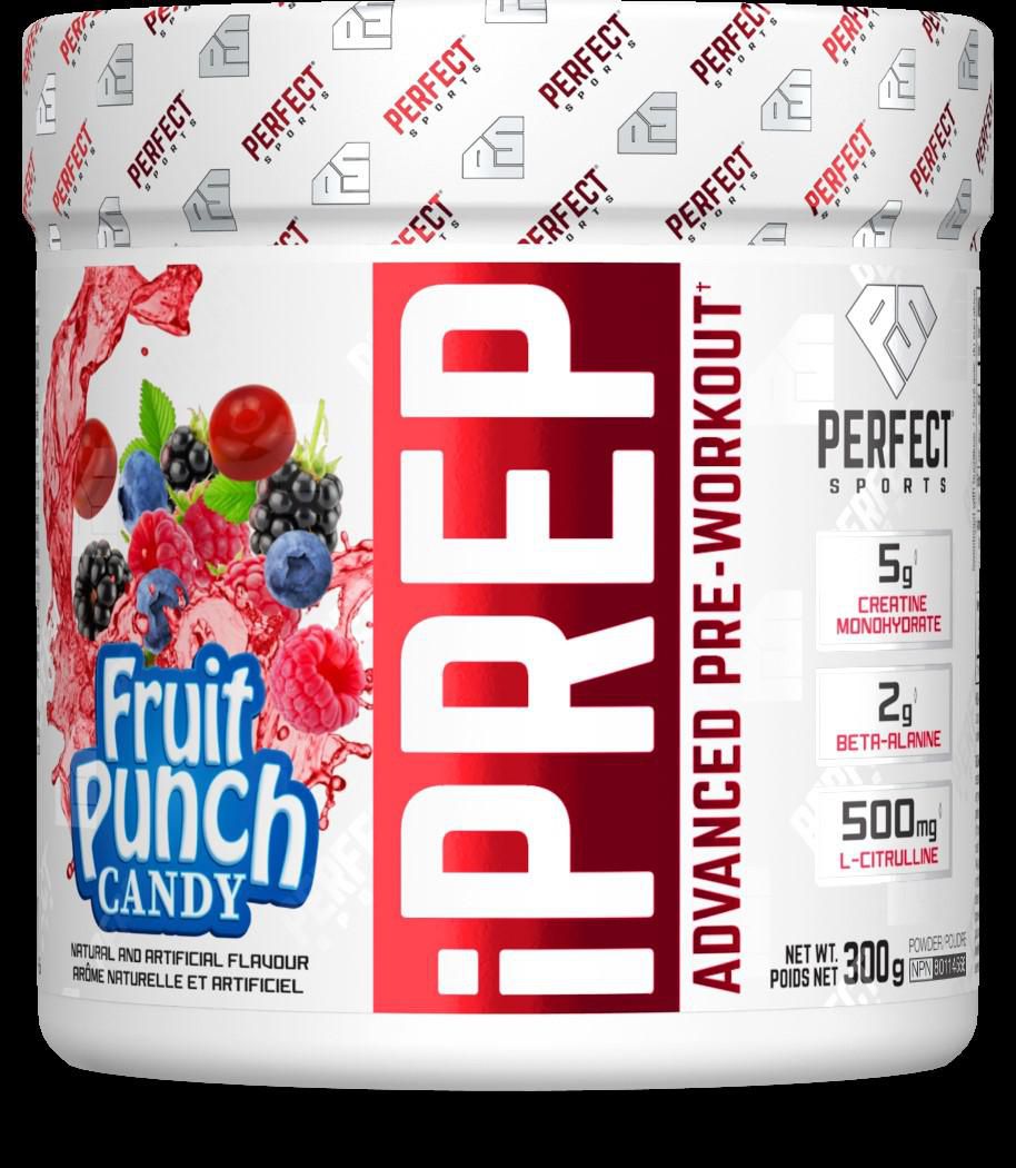 PERFECT Sports - iPrep Advanced Pre-Workout with Creatine, Beta-Alanine,  Vitamin C & Electolytes - Fruit Punch Candy, 30 servings, Pre-Workout, 30
