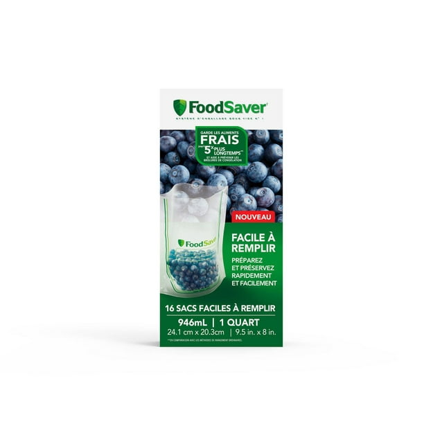 FoodSaver Sacs de remplissage sous vide à remplissage facile, 1 Gallon | Qualité commerciale et réutilisable