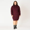 thumbnail image 2 of Devoted Women’s Plus size L/S Flat Collar cable knit sweater dress with zipper, 2 of 6