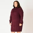 thumbnail image 3 of Devoted Women’s Plus size L/S Flat Collar cable knit sweater dress with zipper, 3 of 6