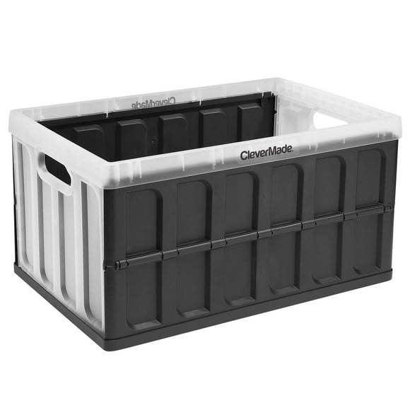 46L Translucent Collapsible Storage Bin with No Lid - Clear/Black - 1pk