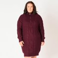 thumbnail image 1 of Devoted Women’s Plus size L/S Flat Collar cable knit sweater dress with zipper, 1 of 6