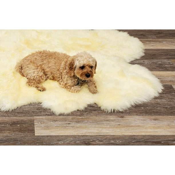 Tapis peau de mouton 4 peaux couleur naturelle