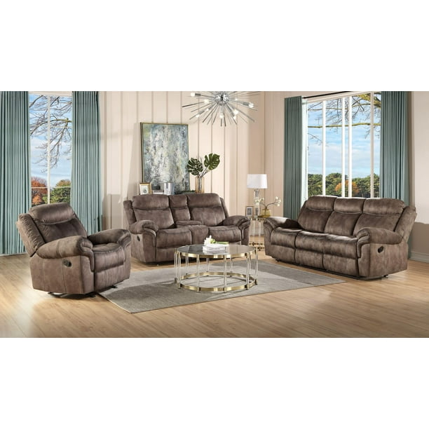 ACME Zubaida Sofa w/USB Dock & Console(Motion) in 2Tone Chocolate Velvet Walmart.ca