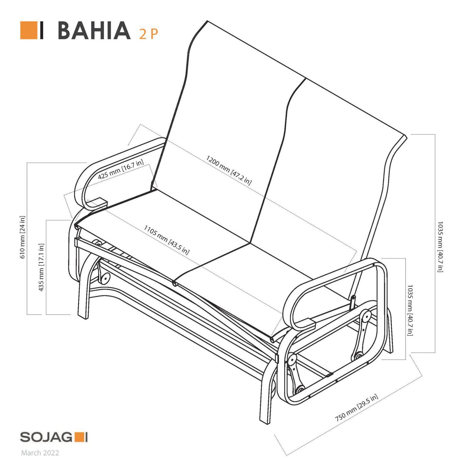 Sojag bahia aluminum 2024 outdoor glider