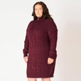 thumbnail image 3 of Devoted Women’s Plus size L/S Flat Collar cable knit sweater dress with zipper, 3 of 6