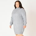 thumbnail image 3 of Devoted Women’s Plus size L/S Flat Collar cable knit sweater dress with zipper, 3 of 7