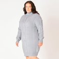 thumbnail image 3 of Devoted Women’s Plus size L/S Flat Collar cable knit sweater dress with zipper, 3 of 7
