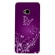 Étui Exian pour HTC One à motif de papillons et fleurs - violet – image 2 sur 2