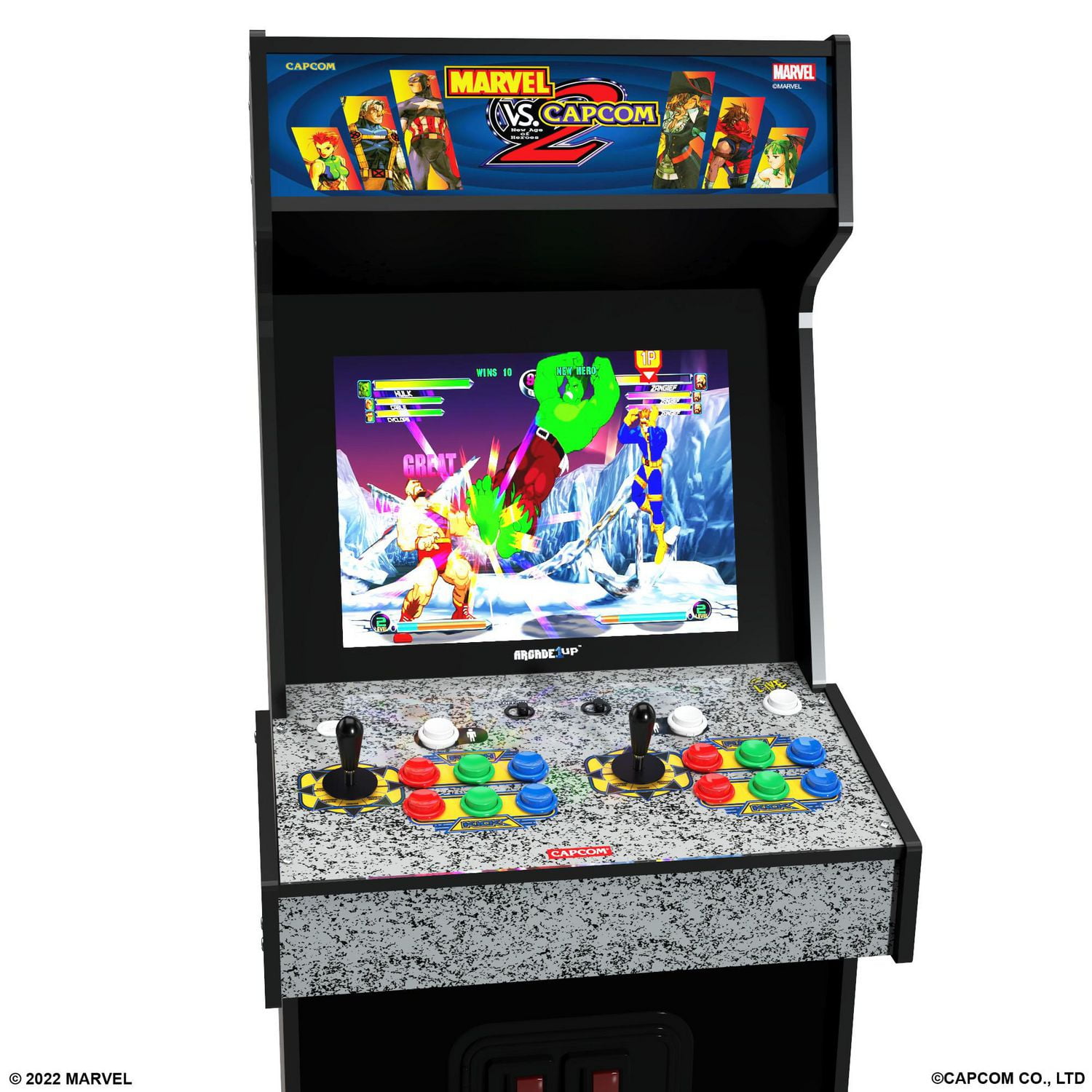 ①arcade1up Marvel vs CAPCOM 筐体 Arcade1Up Marvel Vs. Capcom 2 Arcade Machine w/ Wifi, Lit Marquee