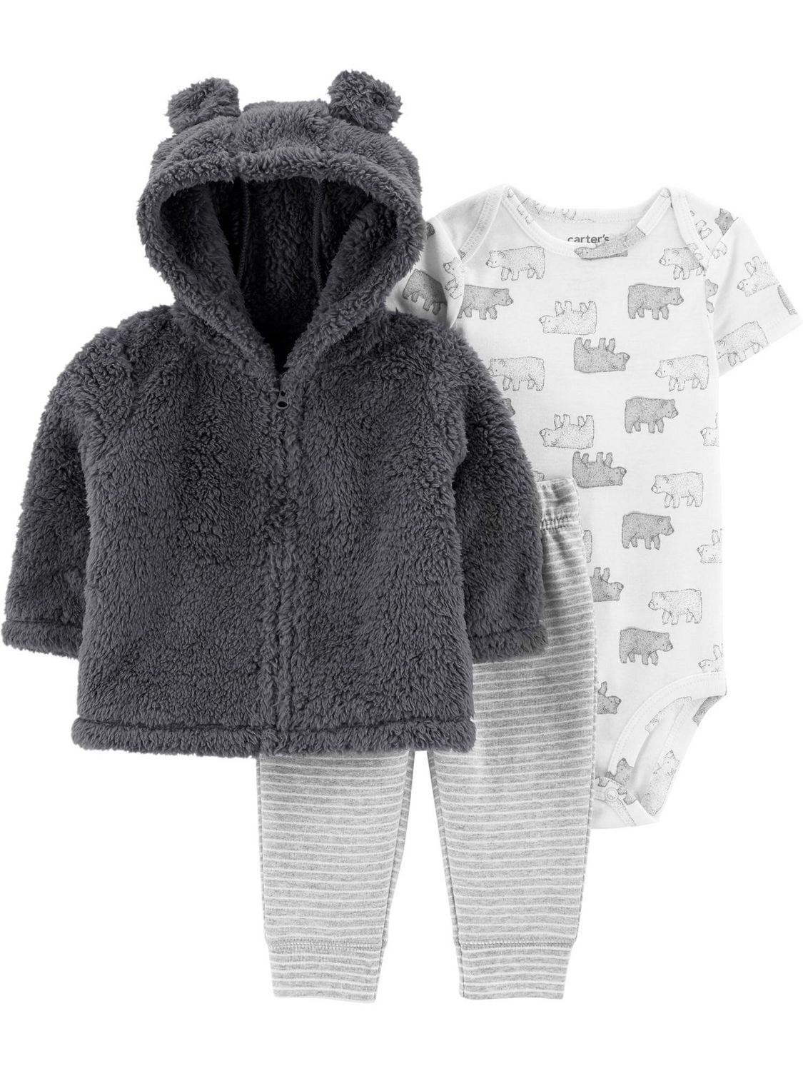 Carter's Child of Mine Newborn boys' 3-piece Set - Grey Sherpa