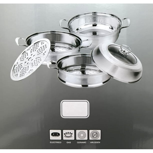 Vinod Stainless Steel 2 Tier Steamer with Glass Lid - 18 Cm