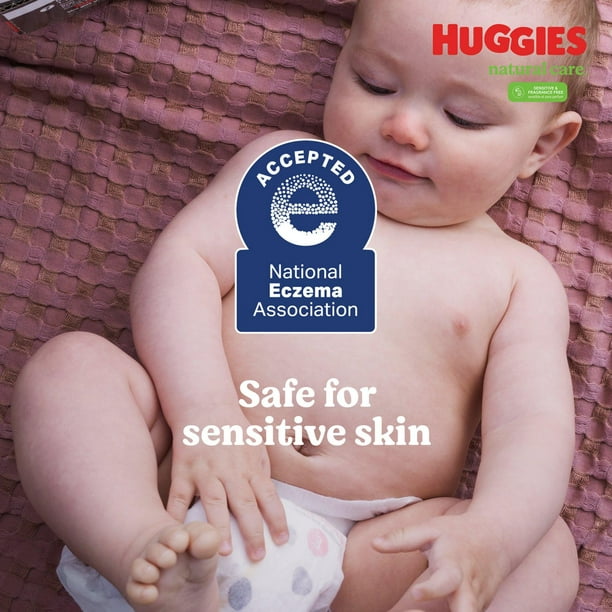 Lingettes pour bébés Huggies Natural Care pour peau sensible, NON