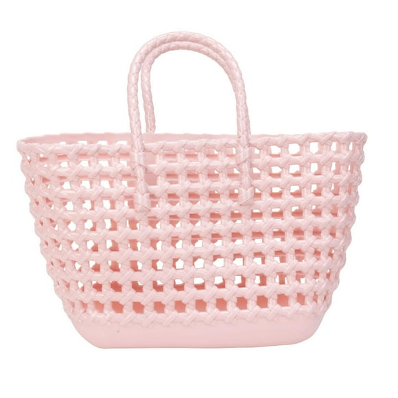 Time & Tru Jelly Tote Bag, Lightweight, Washable, Multi-Purpose Design with Top Handles, Perfect for Outdoor Activities, Pink