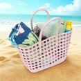 thumbnail image 3 of Time & Tru Jelly Tote Bag, Lightweight, Washable, Multi-Purpose Design with Top Handles, Perfect for Outdoor Activities, Pink, 3 of 6
