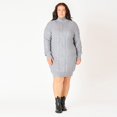 thumbnail image 2 of Devoted Women’s Plus size L/S Flat Collar cable knit sweater dress with zipper, 2 of 7
