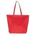 thumbnail image 3 of Time & Tru Beach Tote Bag, Strawberry Print Design, Large Zipper Top Opening with Inner and Front Pockets, Washable Reusable Design with Shoulder Straps, 3 of 7
