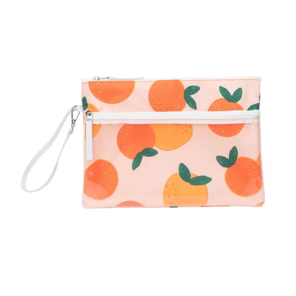 Time And Tru Time & Tru Wet/Dry Pouch, Lightweight Multipurpose Design With Touch-Screen Front Zipper Pocket And Large Zipper Compartment For Wet Or Dry Items, Orange