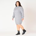 thumbnail image 4 of Devoted Women’s Plus size L/S Flat Collar cable knit sweater dress with zipper, 4 of 7