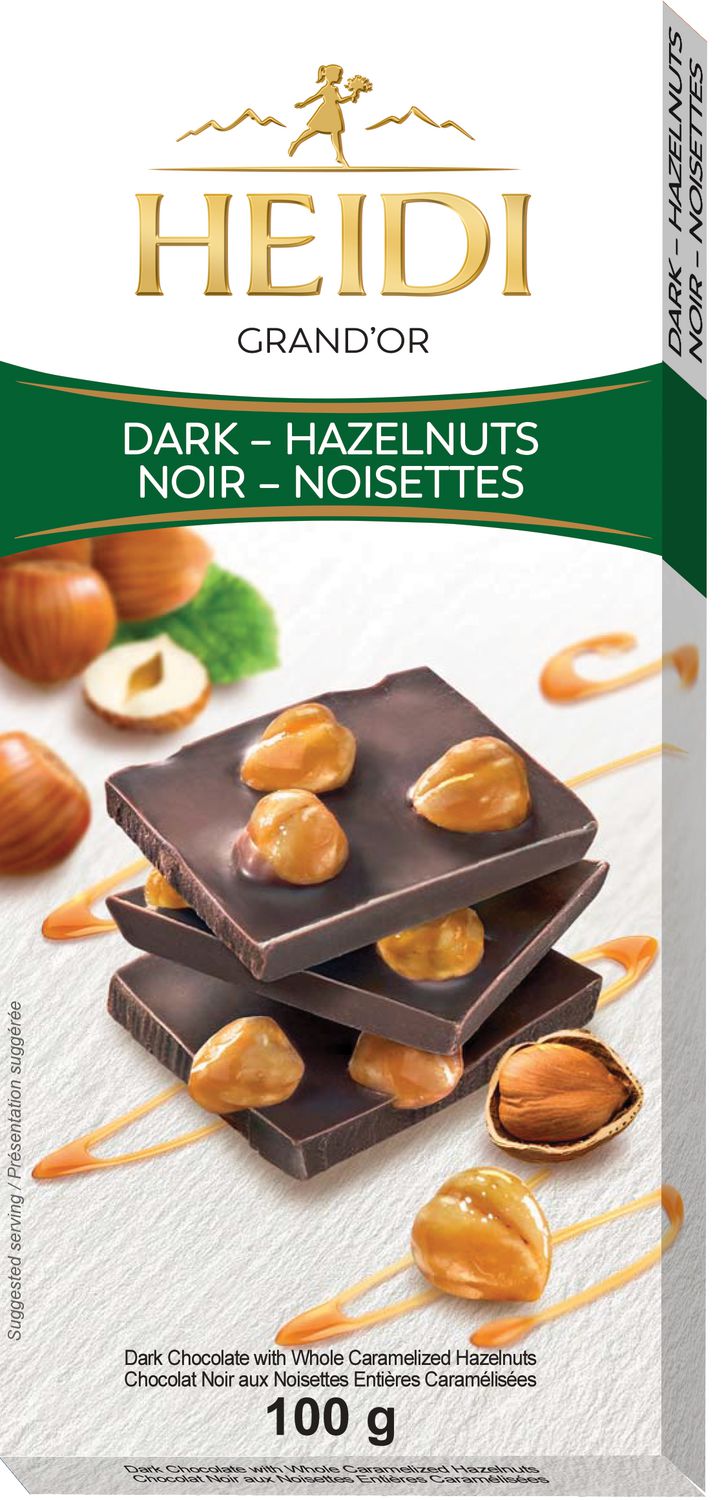 Heidi Grand'Or Dark Chocolate bar with Whole Caramelized Hazelnuts