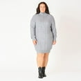 thumbnail image 2 of Devoted Women’s Plus size L/S Flat Collar cable knit sweater dress with zipper, 2 of 7