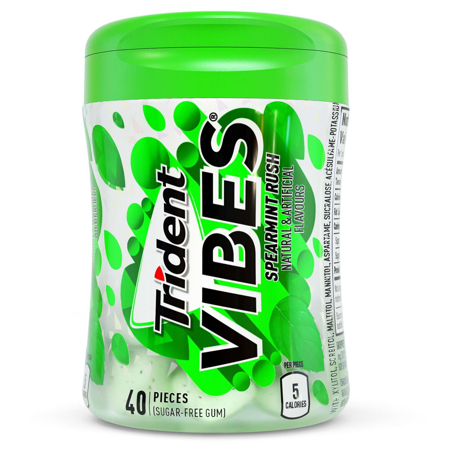 Trident Vibes Sugar Free Gum, Spearmint Rush Flavour, 1 GoCup (40
