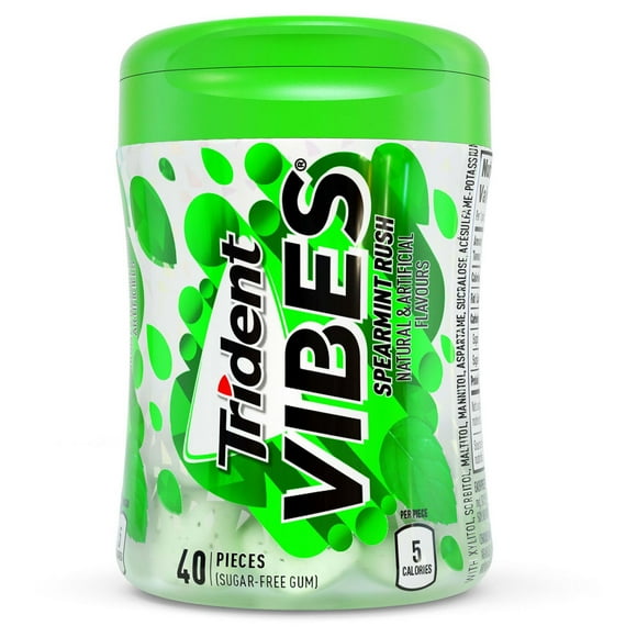 Trident Vibes Sugar Free Gum, Spearmint Rush Flavour, 1 Go-Cup (40 Pieces Total)