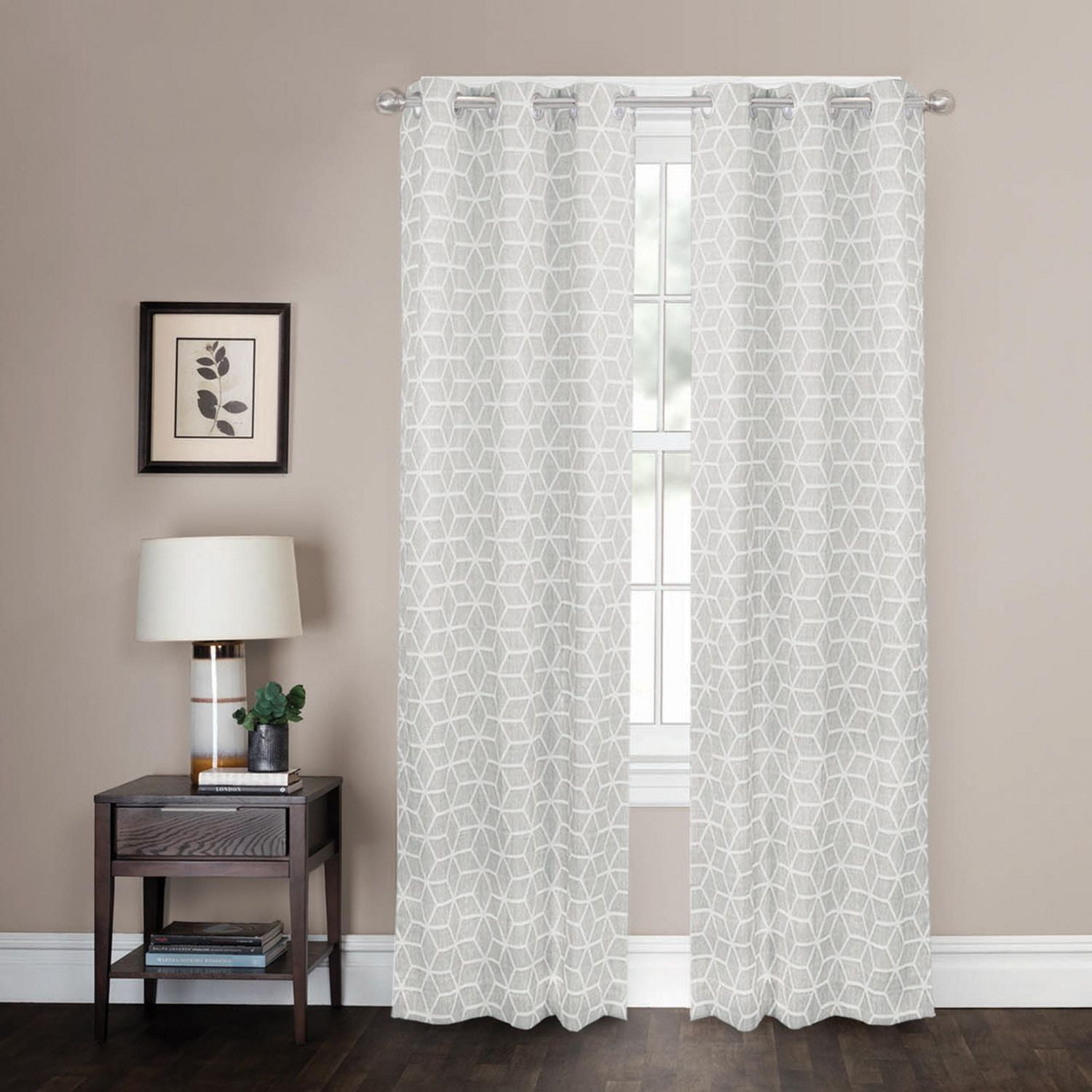 Owens Light Filtering Geometric Jacquard Grommet Window Curtain Panel ...