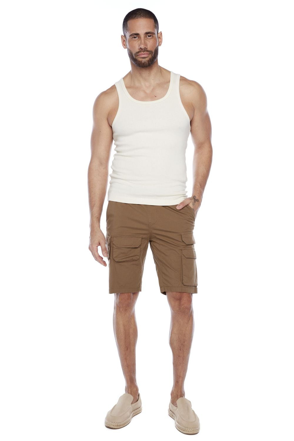 Jeaniologie ™ Short homme avec poches cargo à soufflet - Tabac