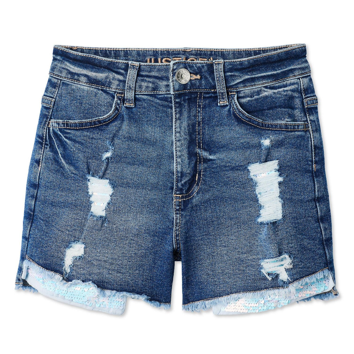 Justice Girls' Sequin Mini Mom Short