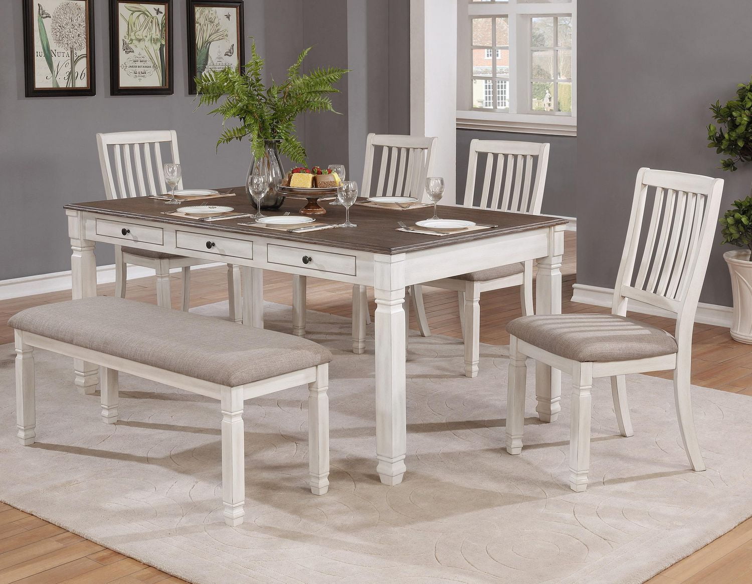 Topline Home Furnishings Antique White 6pc Dining Set Walmart Canada