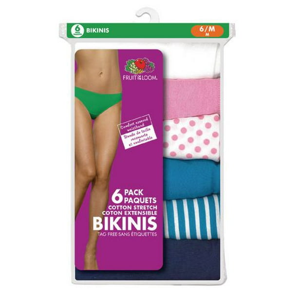Fruit of the Loom Ladies' Cotton Stretch Bikini Panties, 6-Pack