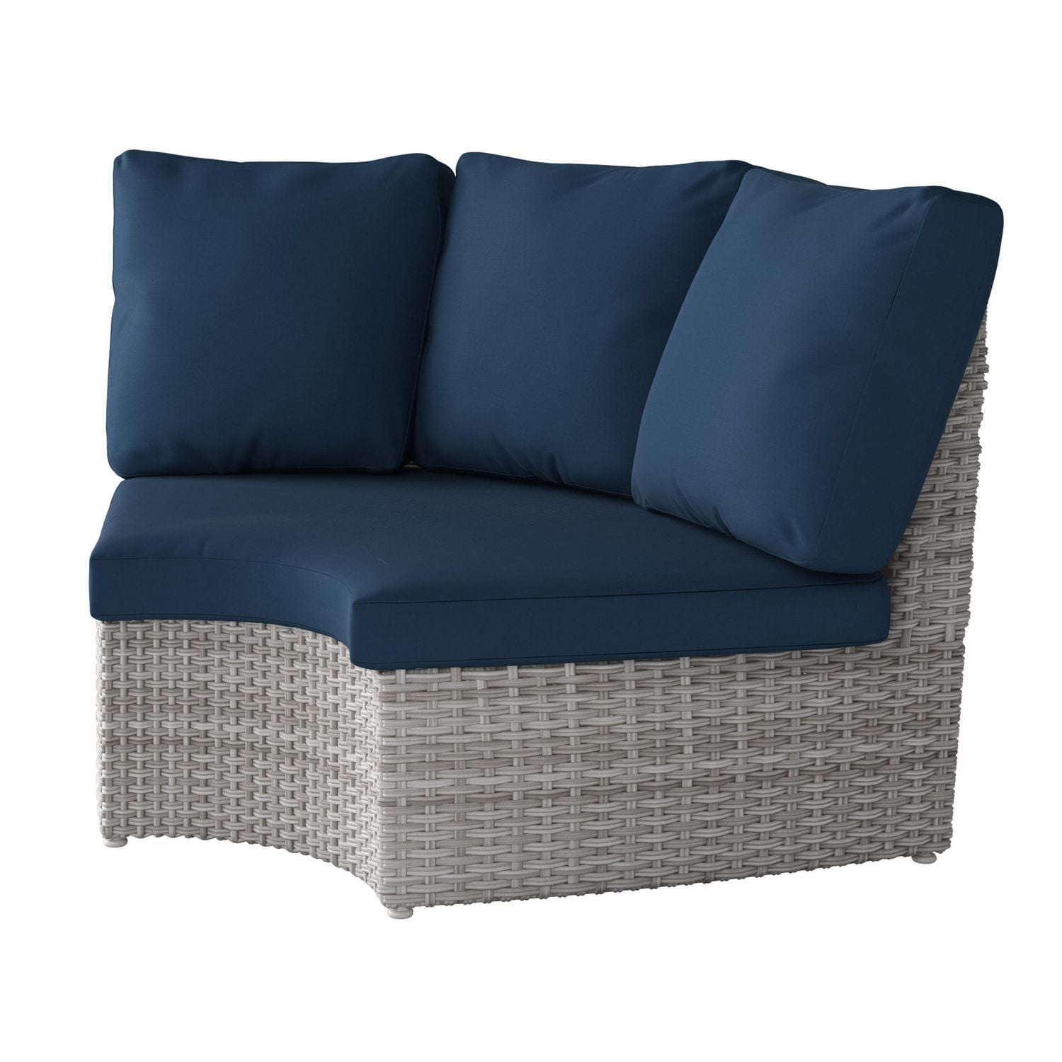 Corliving Brisbane Weather Resistant Resin Wicker Curved Corner Patio Chair Blended Grey Walmart Canada