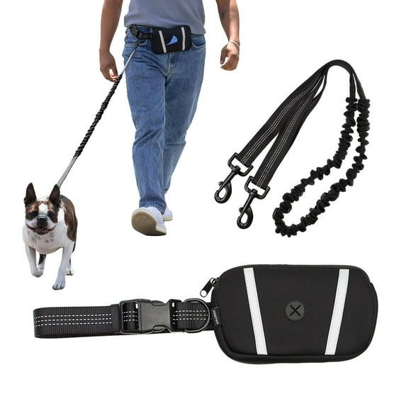 One Paw, Hands free Dog Leash with Neoprene Pouch and Poop Bag Dispenser, One Paw Hands free Dog Leash