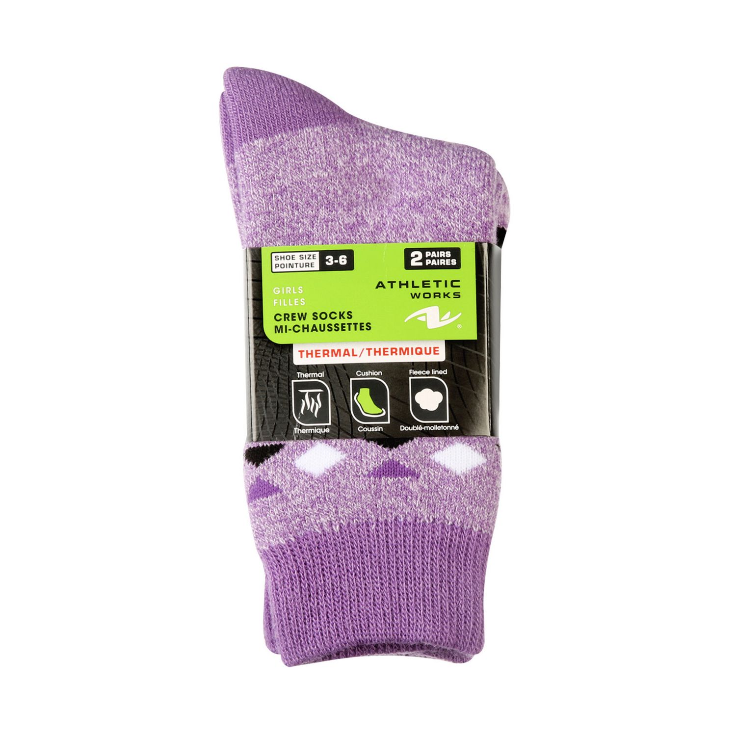 Athletic Works Girls' Thermal Crew Socks, 2 Pairs Walmart Canada