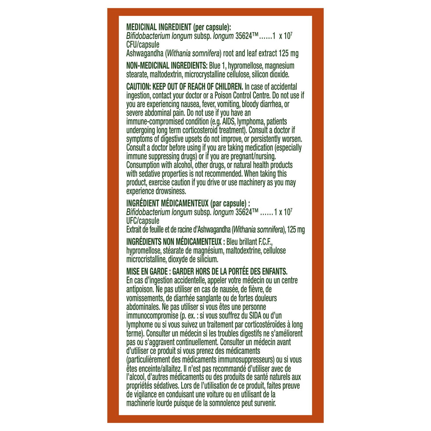 Probiotiques Align, ballonnements et soulagement du stress digestif, probiotique avec Ashwagandha, probiotique pour la santé intestinale, aide à soulager les symptômes du syndrome du côlon irritable : ballonnements, gaz et inconfort abdominal, 28 Co 28CT