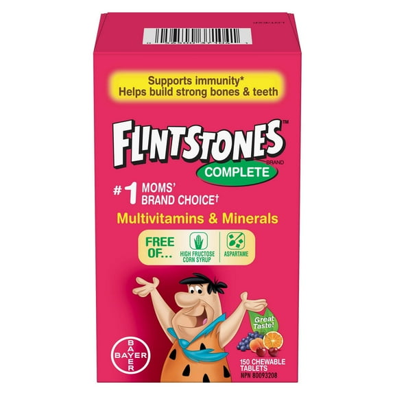 Flintstones Complete Multivitamins Chewable Tablets – Supports Bone, Eye & Immune Health, Energy Metabolism, Free of Aspartame, for Children 3 & up